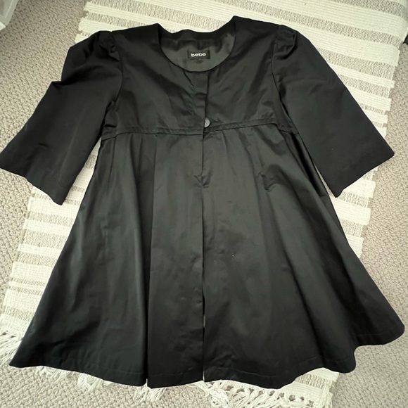 Bebe Black Satin-Feel Short Sleeve Jacket. Size Medium. Cocktail Party. - Picture 1 of 7